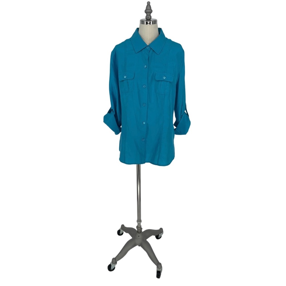 Tommy Bahama | Long Sleeve Silk Button Down Blouse - Turquoise‎ $88